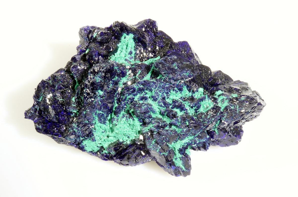 Azurite Crystal Cluster with Fibrous Malachite 2.00&quot; x 1.12&quot; x 0.75&quot;