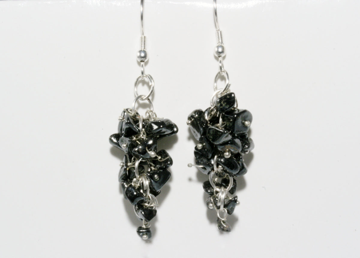 Hematite Grape Chip Earrings