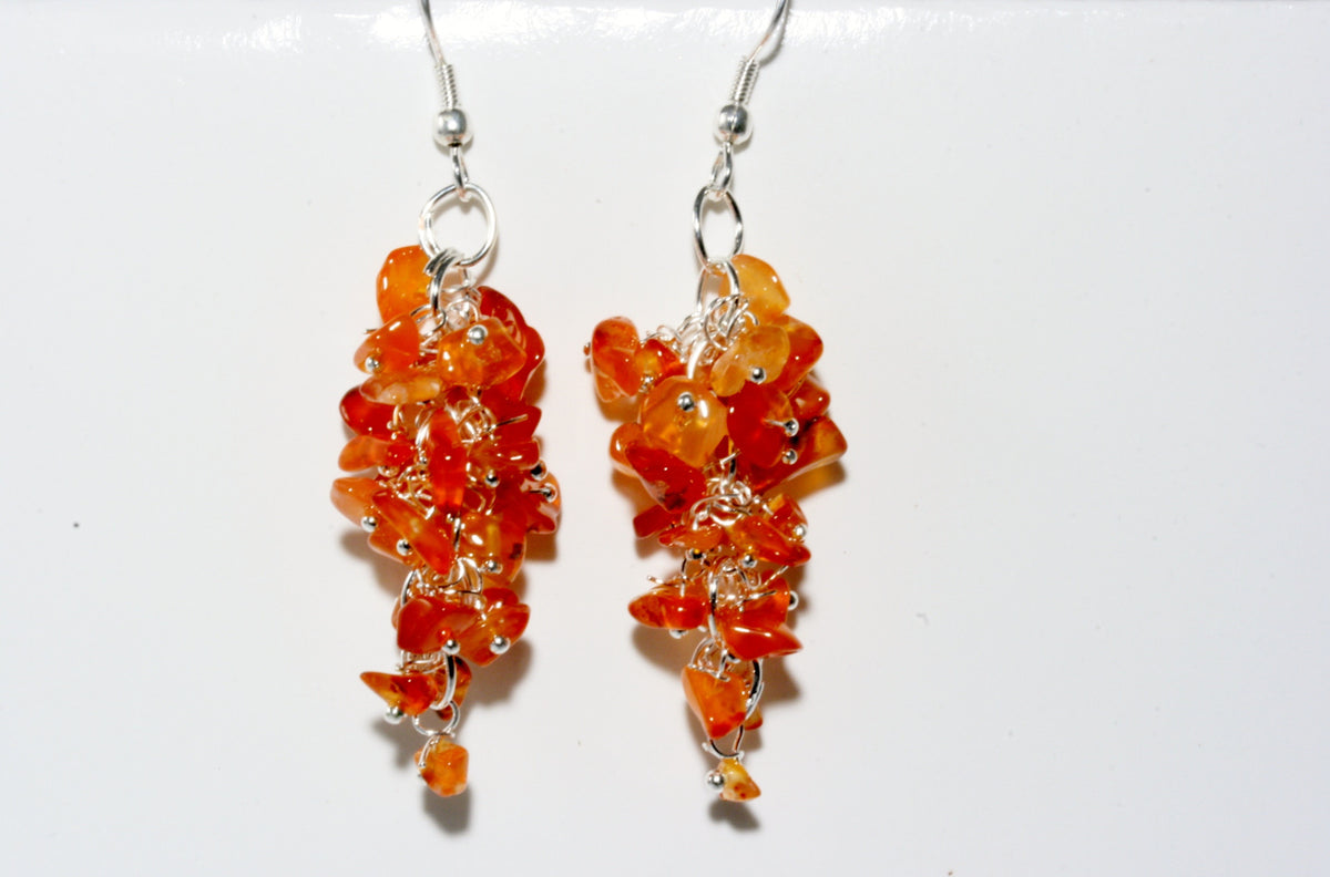 Carnelian Grape Chip Earrings