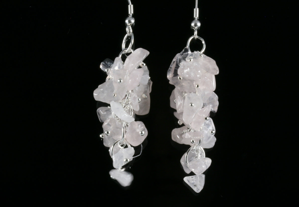 Rose Quartz Grape Chip Earrings