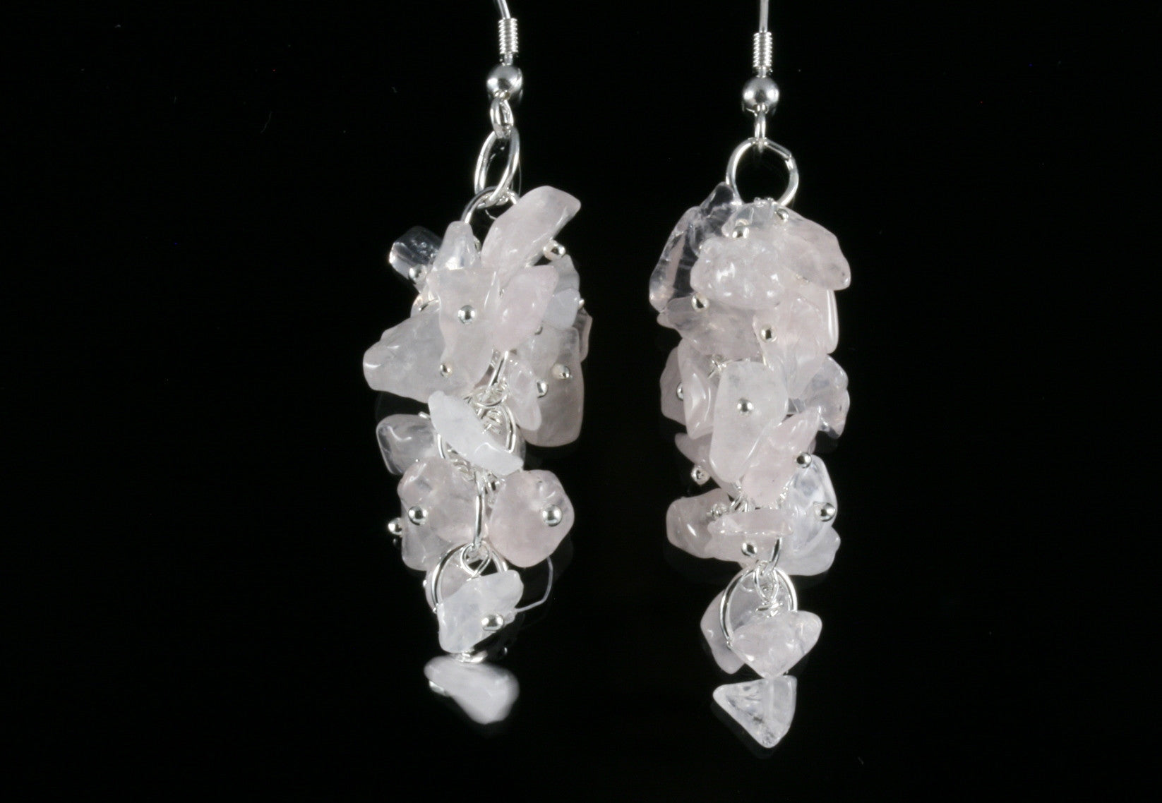Rose Quartz Grape Chip Earrings - Main Image