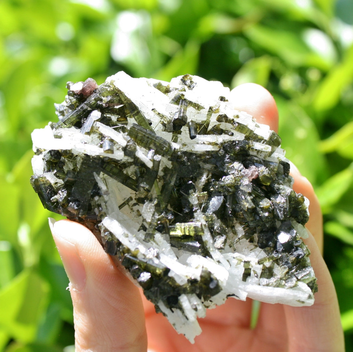 Green Tourmaline on Cleavelandite Cluster from Brazil, 74.5 grams