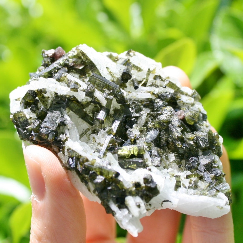 Green Tourmaline on Cleavelandite Cluster from Brazil, 74.5 grams