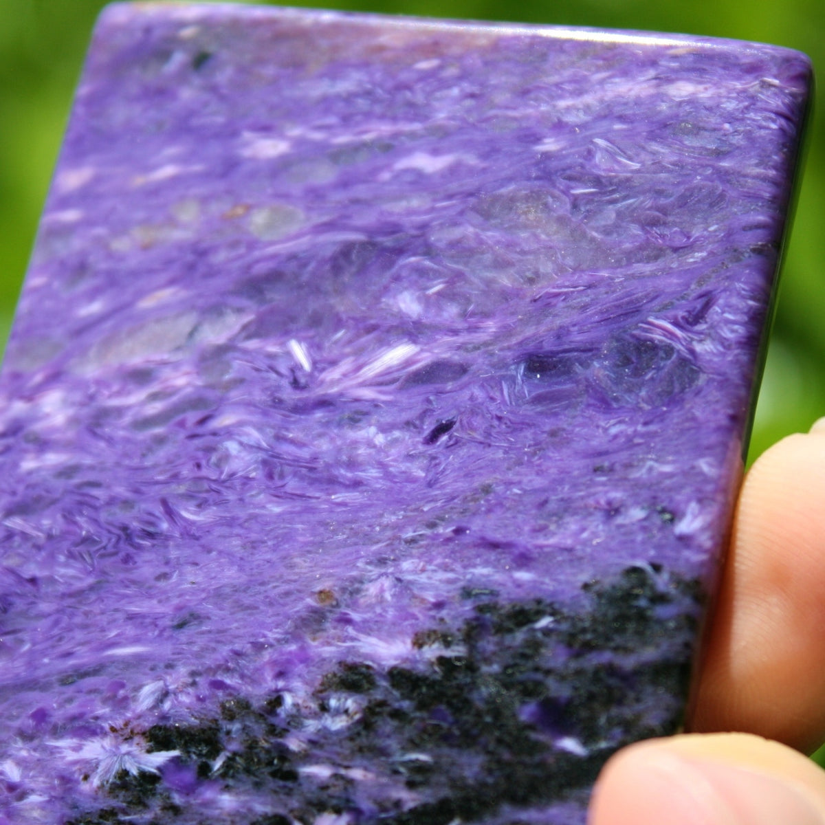 Charoite with Aegirine Polished Slice from Russia, 53 grams