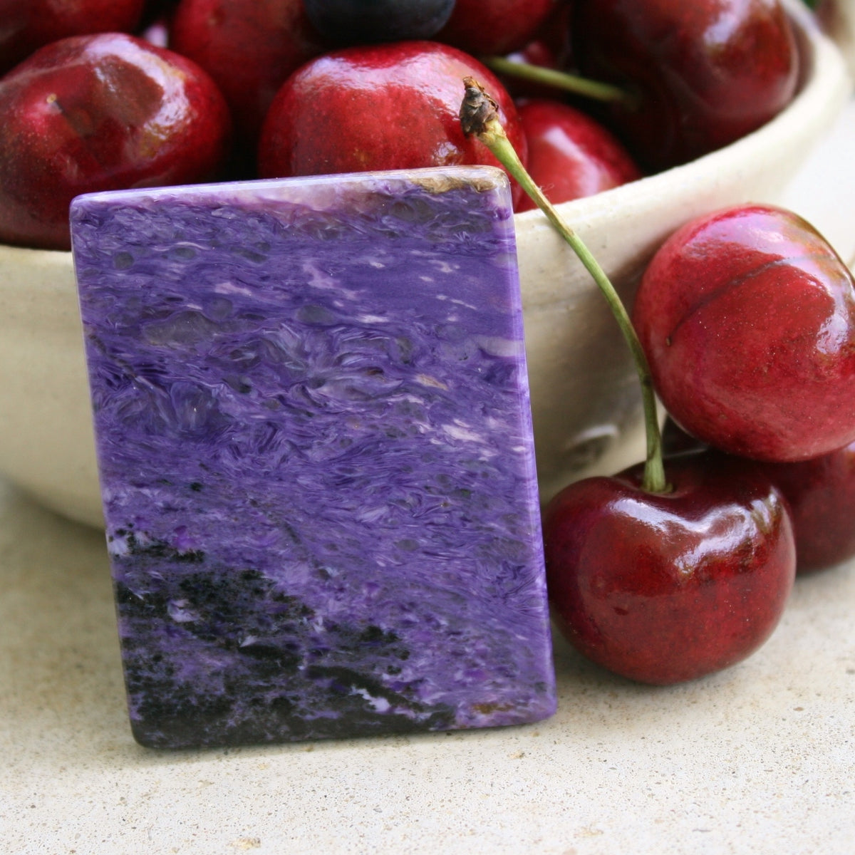 Charoite with Aegirine Polished Slice from Russia, 53 grams