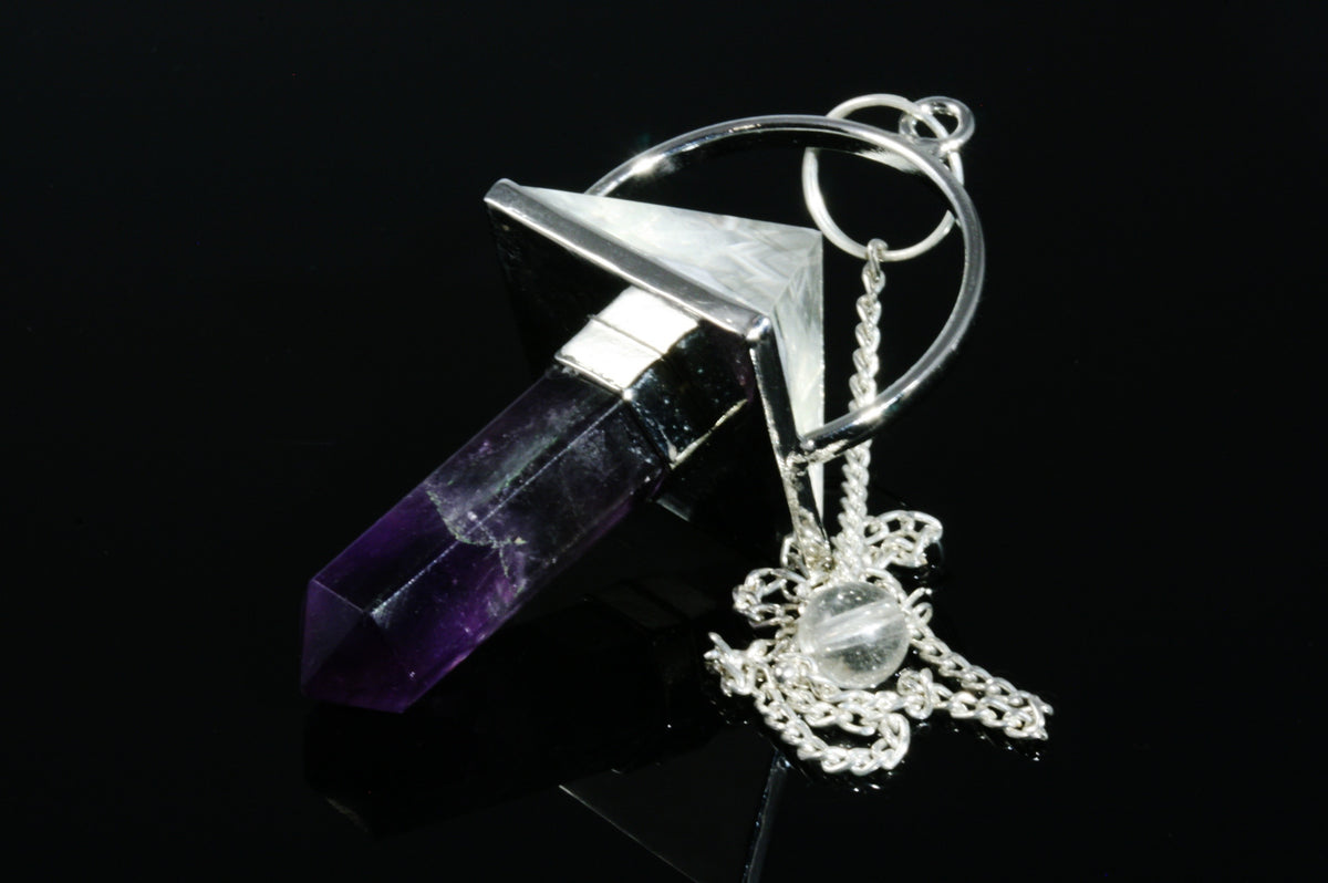 Quartz Sri Yantra &amp; Amethyst Pendulum