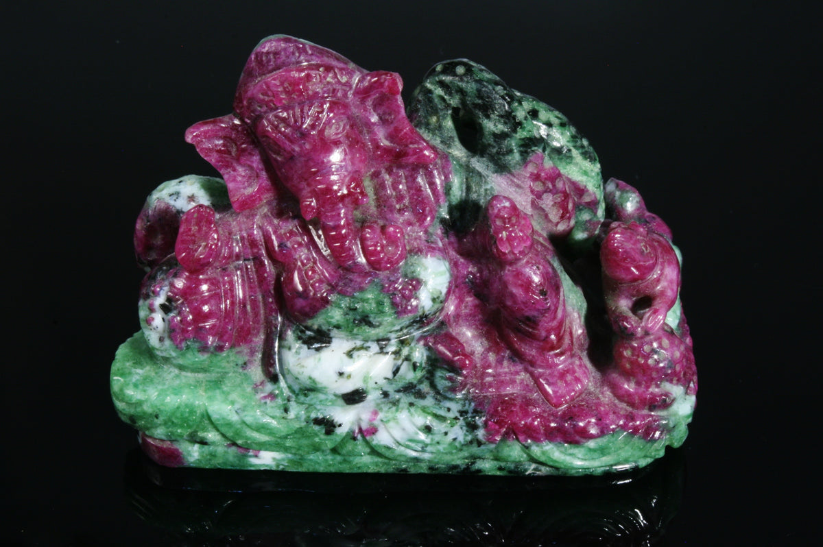 Ruby and Zoisite Lord Ganesha Diety, 302.3 grams