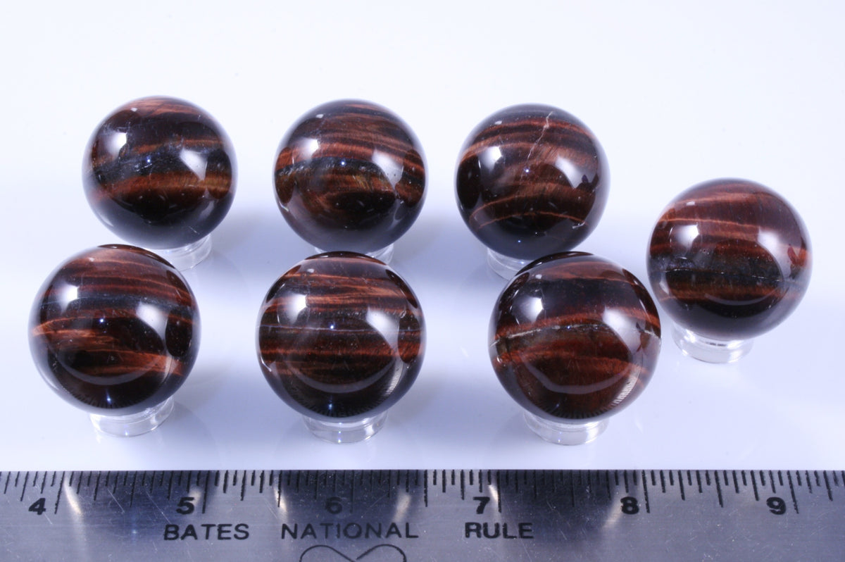 One Red Tiger&#39;s Eye Sphere, 1.19&quot; in diameter, 37g to 39g