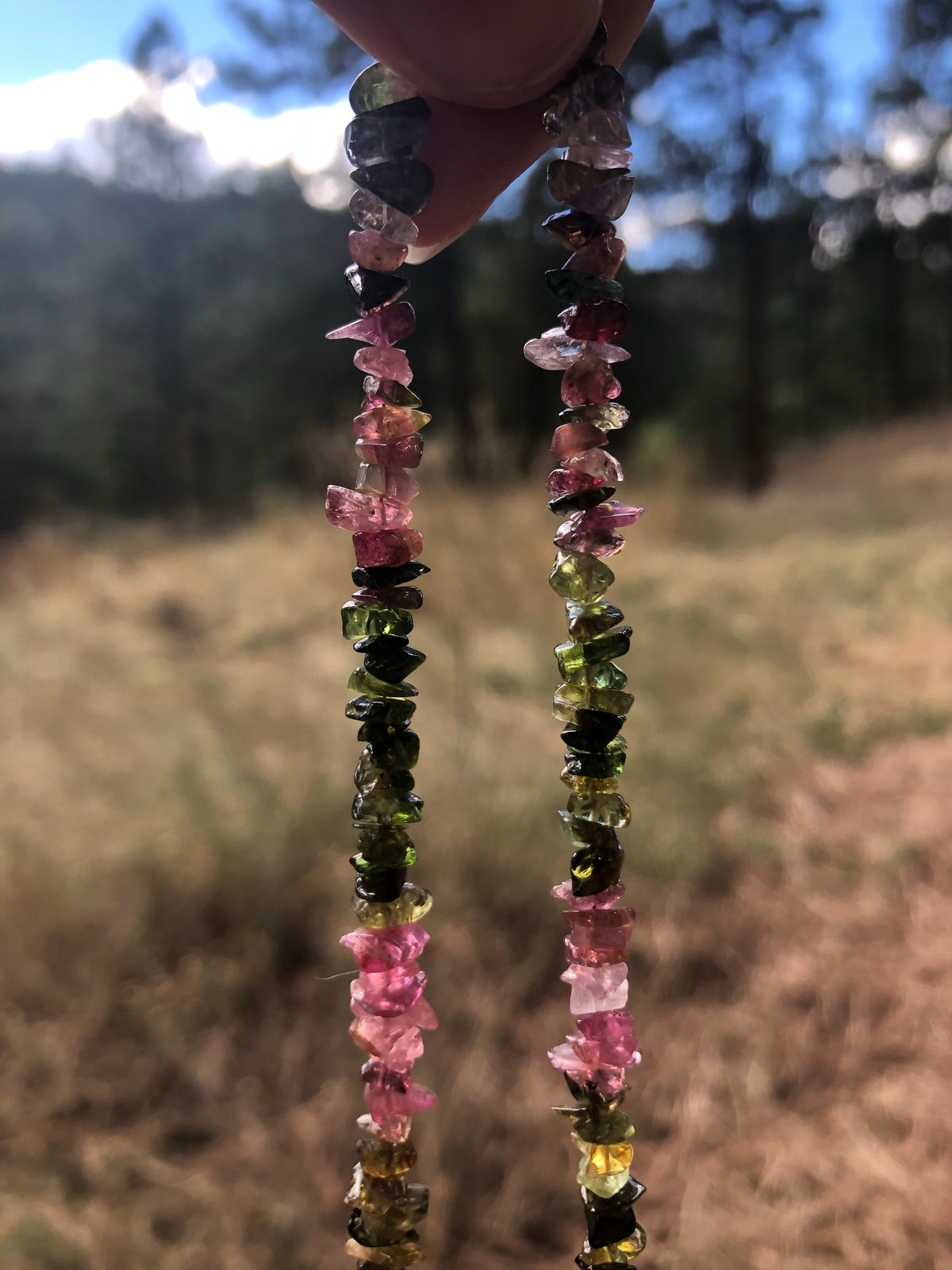 Pink, Green, Indicolite Tourmaline Chip Necklace